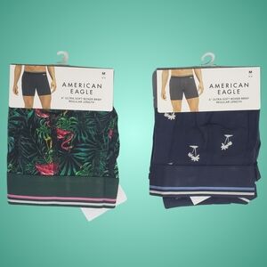 2 American Eagle 6" Ultra Soft Boxer Briefs Men Medium Tropical Bundle NWT
